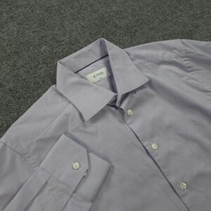 Eton Shirt Mens 42 16.5 Purple Geometric Slim Dress Business Spread Collar